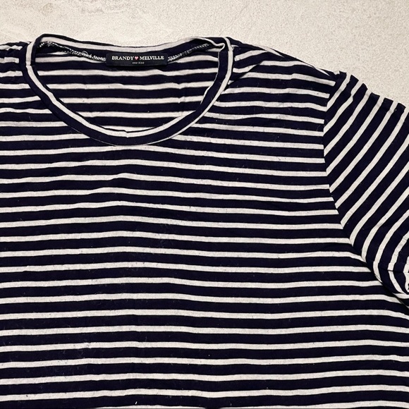 Brandy Melville Navy White Striped Tshirt Dress - Picture 4 of 5